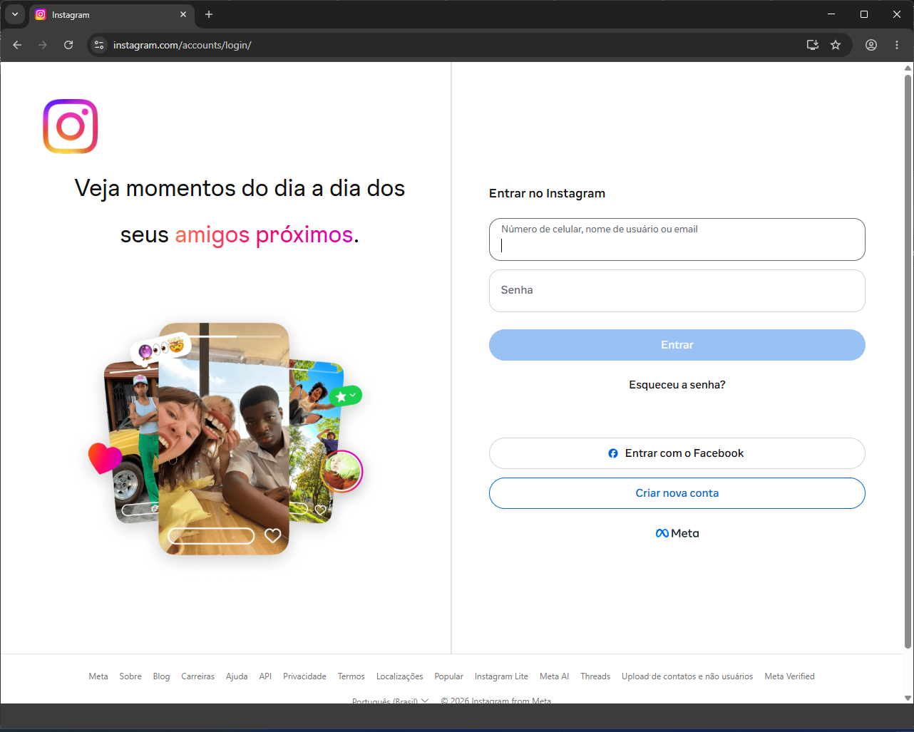 Login no Instagram